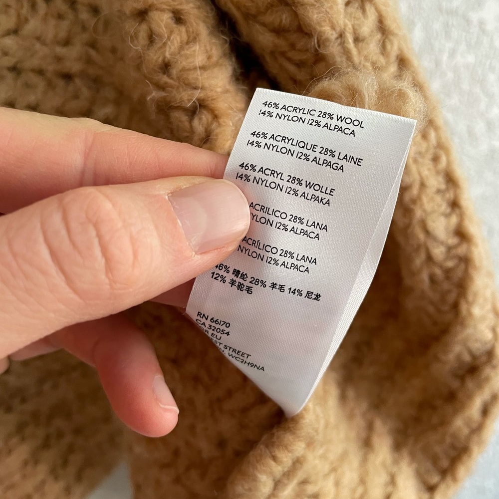Anthropologie Camel Chunky Knit Cropped Cardigan - Picture 12 of 13